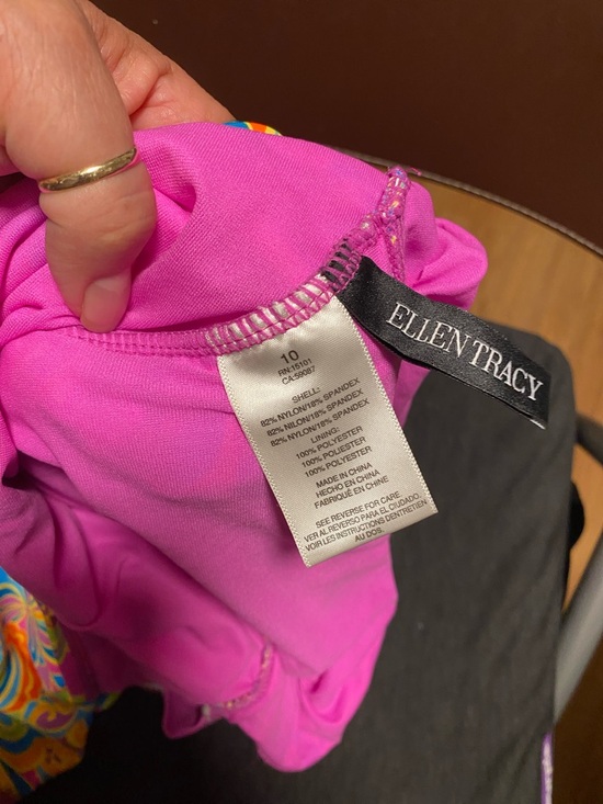 Ellen Tracy Multicolor One-Shoulder Floral Swimsuit (Pink, Yellow, Blue, Green) - Picture 6 of 7